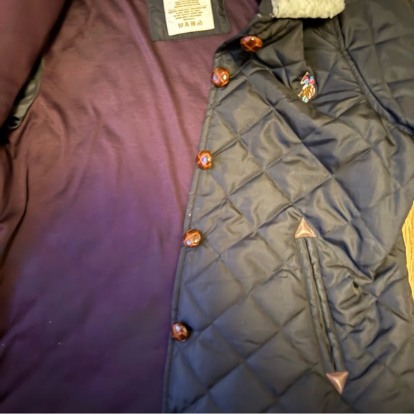 U.S. Polo Assn Quilted Jacket Sherpa Collar Girls L Black Coat - Picture 4 of 6